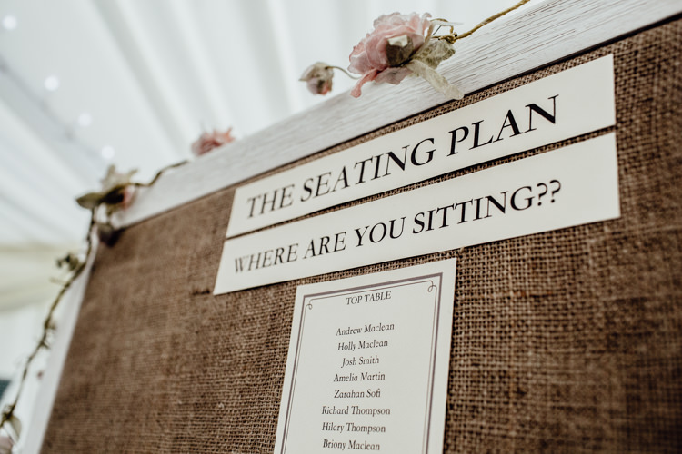 Hessian Seating Plan Floral Country Folk Wedding http://www.colinclay.com/