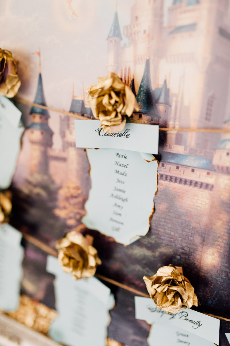 Disney Table Seating Plan Chart Fairytale Whimsical Burgundy Gold Wedding http://www.victoriatyrrellphotography.com/