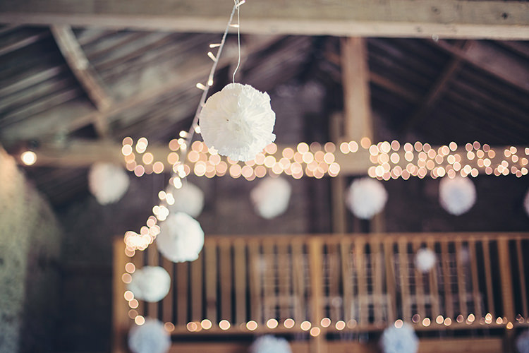 Pom Pom Fairy Lights Home Made Colourful Barn Wedding http://www.tireedawson.co.uk/
