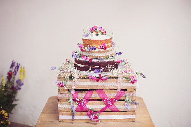 Naked Cake Sponge Flowers Crate Home Made Colourful Barn Wedding http://www.tireedawson.co.uk/