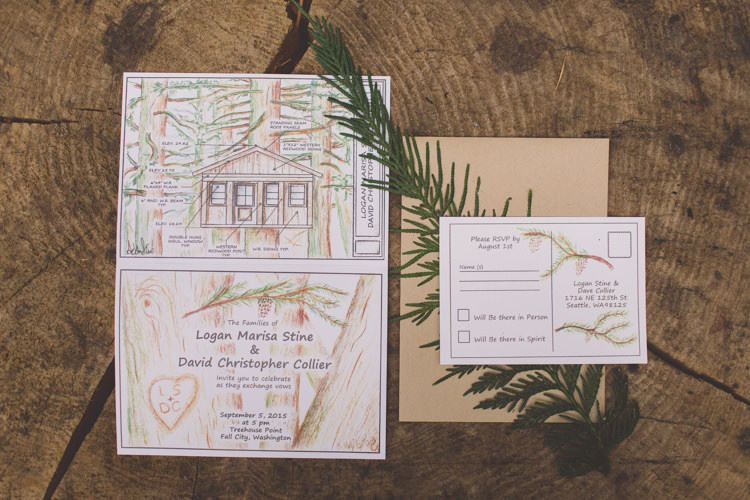 Stationery Invitations Treehouse Forest Wedding Washington http://stacypaulphotography.com/