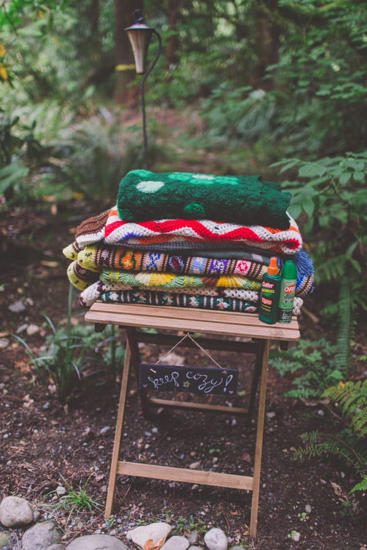 Crochet Blankets Treehouse Forest Wedding Washington http://stacypaulphotography.com/