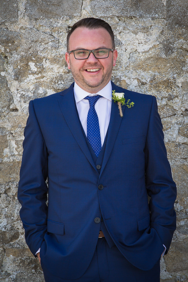 Ted Baker Moss Groom Groomsmen Blue Suits Polka Dot Tie Colourful Country Barn Street Food Wedding http://www.rocksaltphotography.com/