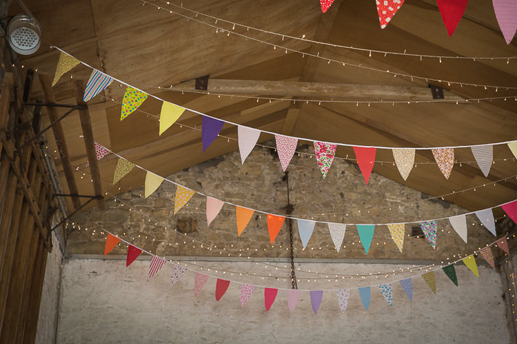 Bunting Fairy Lights Colourful Country Barn Street Food Wedding http://www.rocksaltphotography.com/