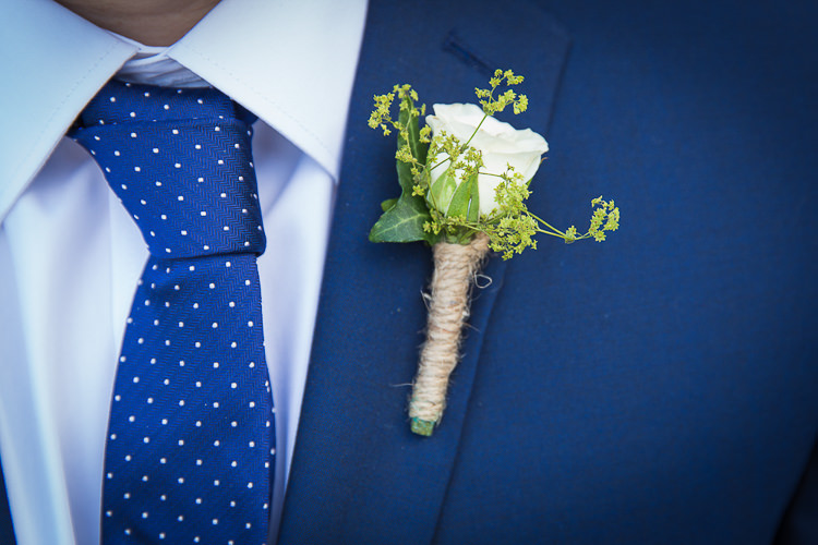 Rose Twine Buttonhole Colourful Country Barn Street Food Wedding http://www.rocksaltphotography.com/