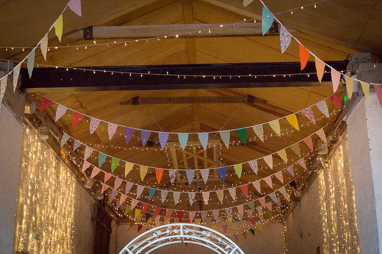Bunting Fairylights Colourful Country Barn Street Food Wedding http://www.rocksaltphotography.com/
