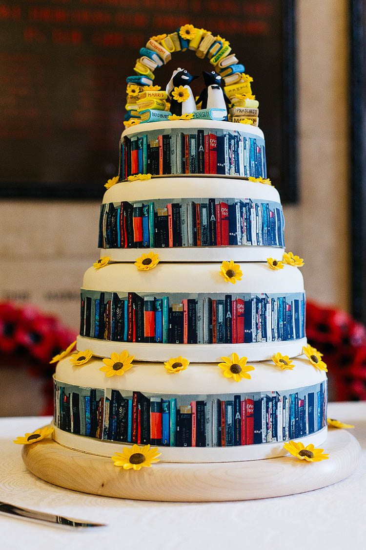 Sunflowers Cake Crafty Book Art Gallery Wedding http://www.pauljosephphotography.co.uk/