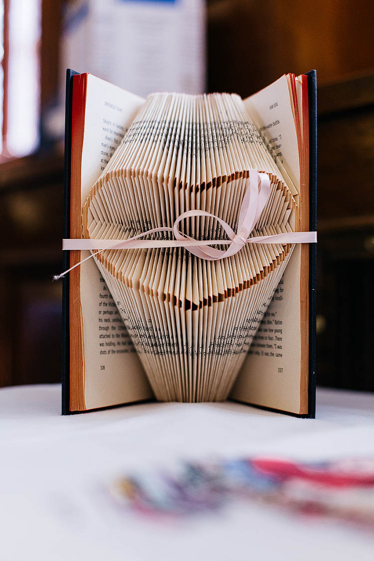 Folded Heart Art Crafty Book Art Gallery Wedding http://www.pauljosephphotography.co.uk/