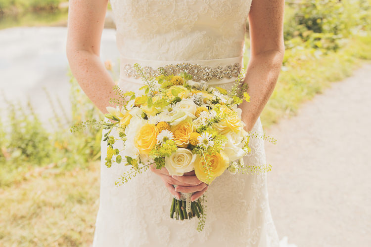 Rose Daisy Gerbera Bouquet Flowers Bride Bridal Quirky Relaxed Yellow Country Wedding http://www.mr-and-mrs-wedding-photography.co.uk/