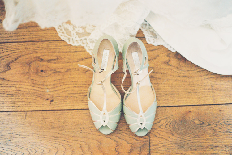 Rachel Simpson Mint Shoes Bride Bridal Quirky Relaxed Yellow Country Wedding http://www.mr-and-mrs-wedding-photography.co.uk/