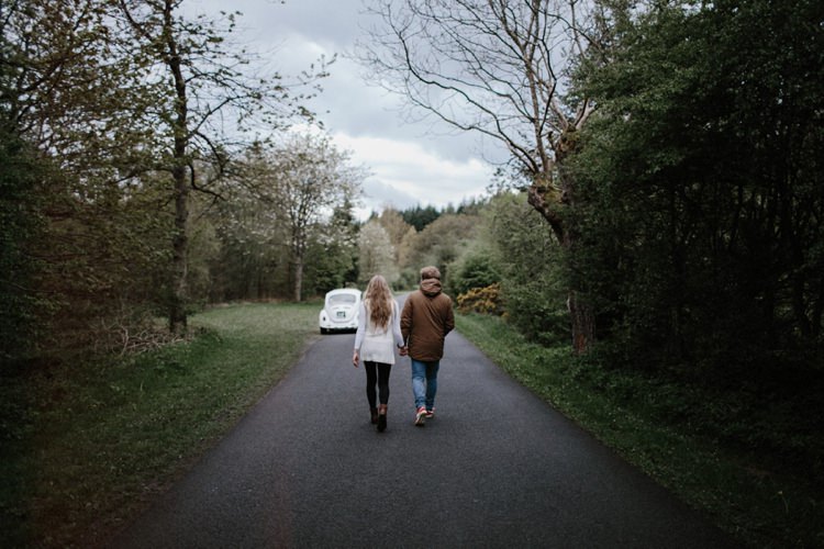Forest Field Vintage VW Beetle Engagement http://www.beneathepines.com/