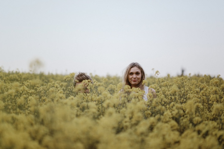 Forest Field Vintage VW Beetle Engagement http://www.beneathepines.com/
