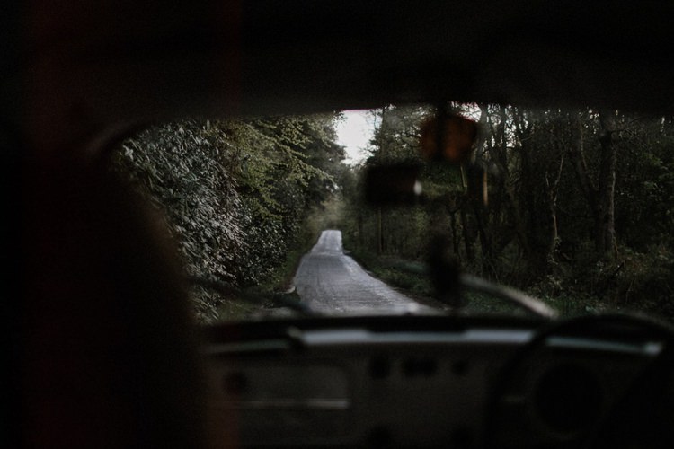 Forest Field Vintage VW Beetle Engagement http://www.beneathepines.com/ 