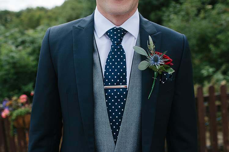 Polka Dot Spotty Tie Groom Stylish Outdoor Tipi Wedding http://www.danhoughphoto.com/
