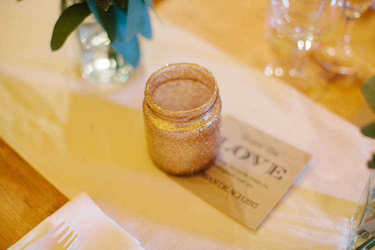 Glitter Jam Jar Stylish Outdoor Tipi Wedding http://www.danhoughphoto.com/