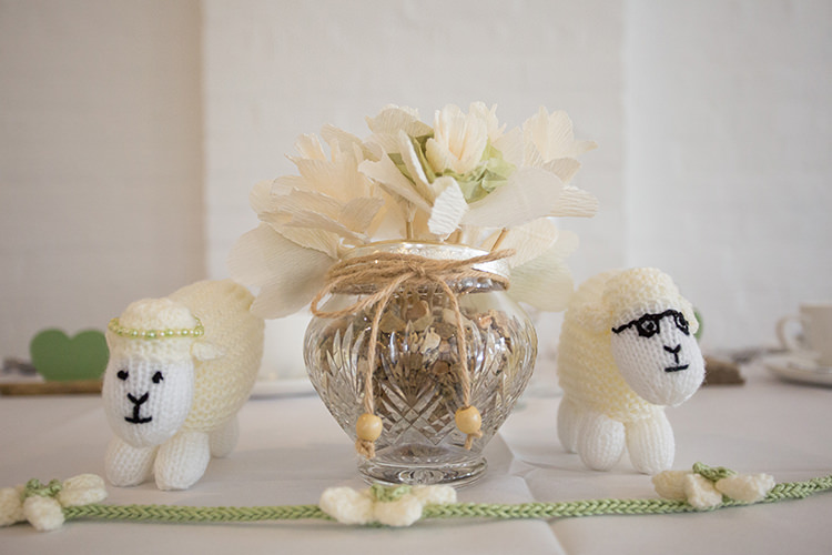 Sheep Sage Green & Cream Homemade Knitted Wedding http://www.lucyrosephotography.com/