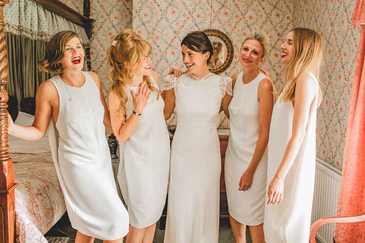 White Shift Dresses Bridesmaids Country Crafty Colourful Weekend Party Wedding http://www.noeldeasington.com/