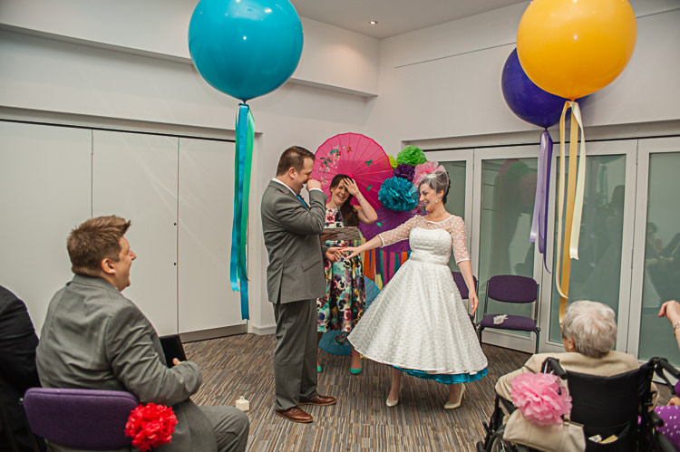 Balloons Ribbons Riverside DIY Colourful Wedding http://www.robfarrellphotography.uk/