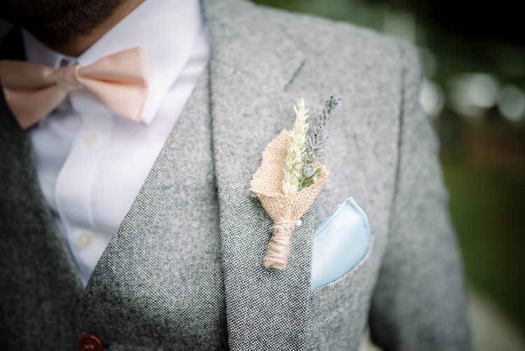 Hessian Wheat Lavender Buttonhole Pretty Pink Country Cricket Horse Wedding http://andrewbrannanphotography.co.uk/