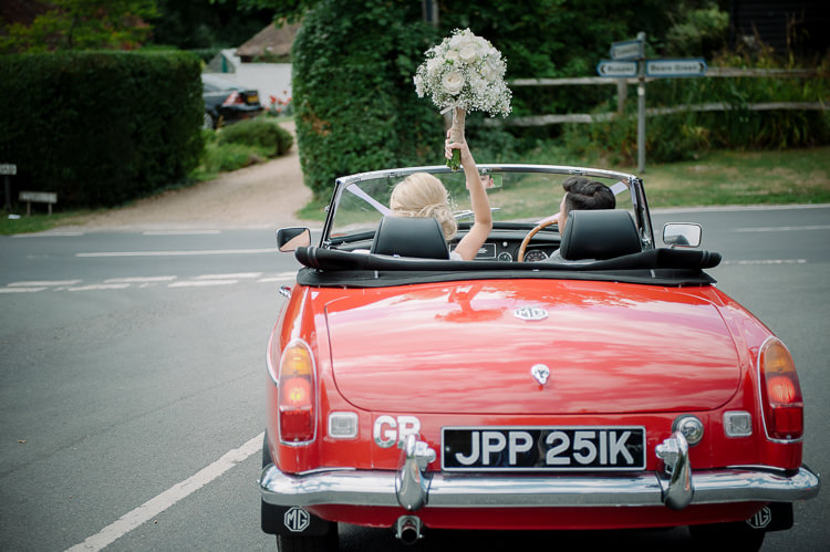 Classic Red Car Pretty Pink Country Cricket Horse Wedding http://andrewbrannanphotography.co.uk/