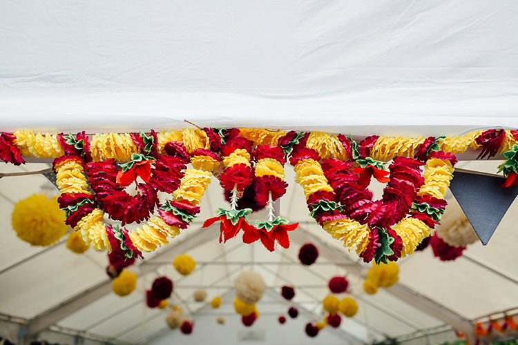 Indian Bunting Decor Woodland Farm Camping Weekend Wedding http://www.frecklephotography.co.uk/