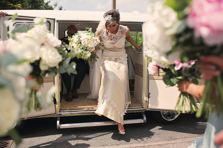 VW Camper Stylish Pastel Rustic Barn Wedding http://helenrussellphotography.co.uk/