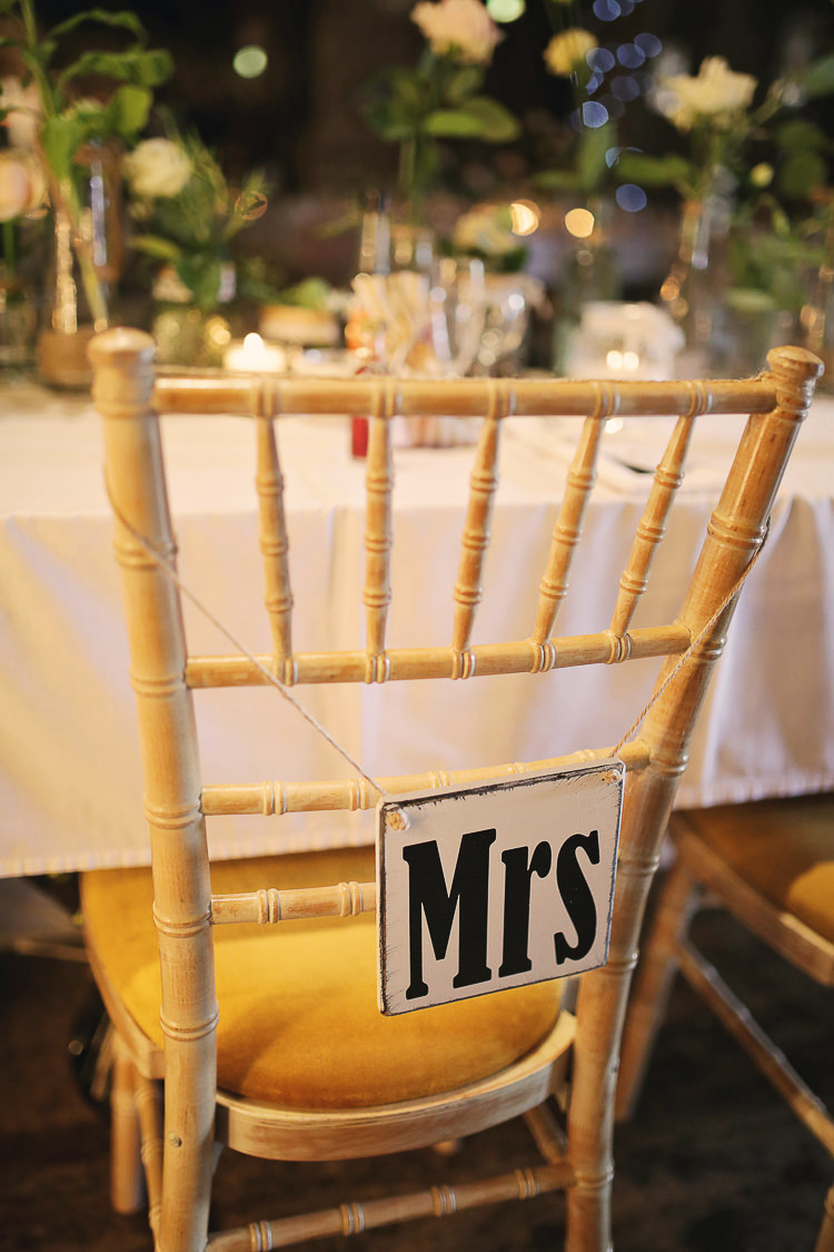Mrs Chair Sign Stylish Pastel Rustic Barn Wedding http://helenrussellphotography.co.uk/ 