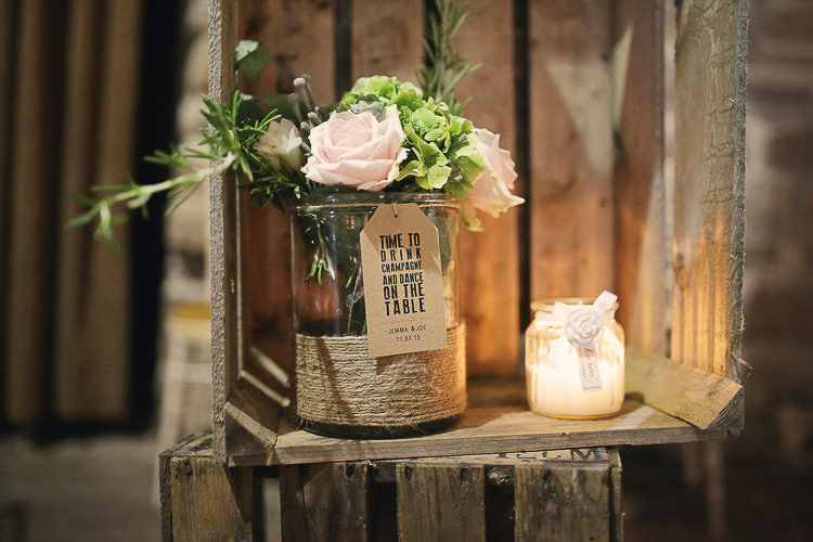 Luggage Tag Twine Flowers Stylish Pastel Rustic Barn Wedding http://helenrussellphotography.co.uk/ 