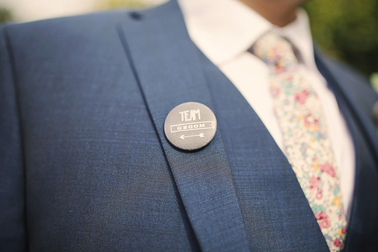Team Groom Badge Stylish Pastel Rustic Barn Wedding http://helenrussellphotography.co.uk/ 