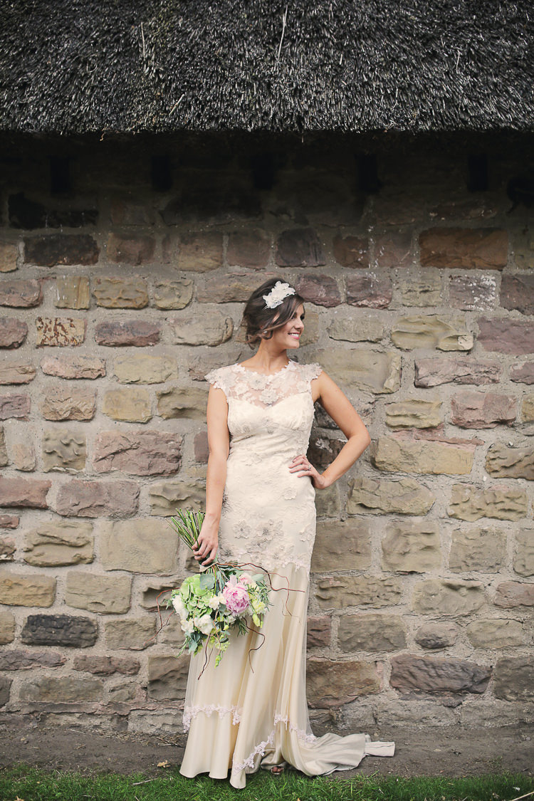 Viola by Claire Pettibone Bride Bridal Dress Gown Stylish Pastel Rustic Barn Wedding http://helenrussellphotography.co.uk/
