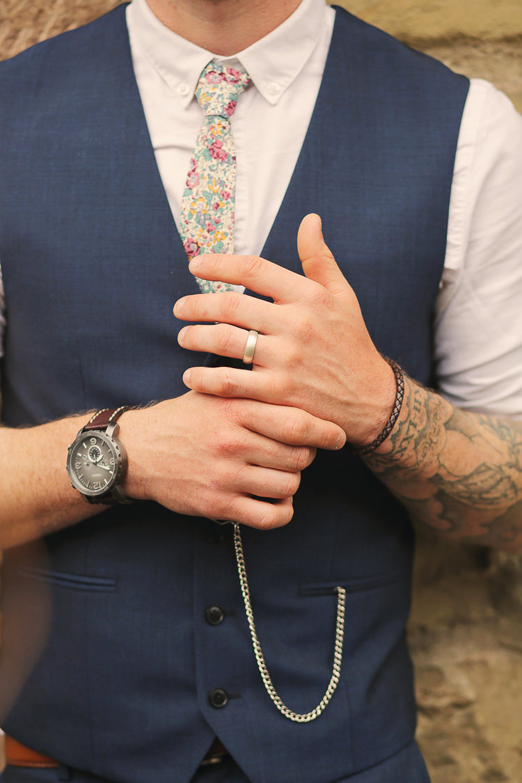 Floral Tie Groom Stylish Pastel Rustic Barn Wedding http://helenrussellphotography.co.uk/ 