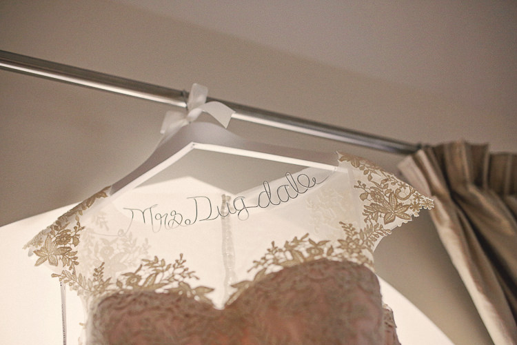 Custom Dress Bride Hanger Rustic Laid Back Tipi Wedding http://helenrussellphotography.co.uk/
