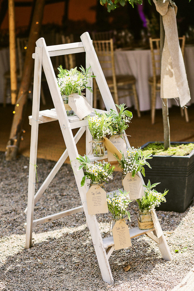 Ladder Seating Table Plan Plants Flowers Chart Rustic Laid Back Tipi Wedding http://helenrussellphotography.co.uk/