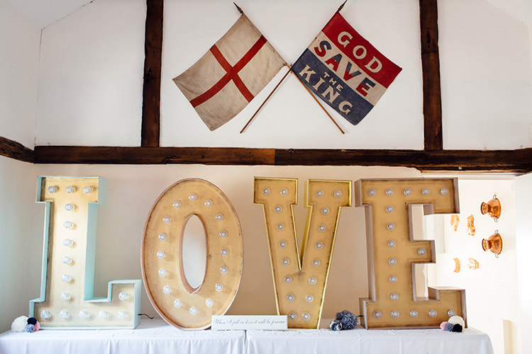 LOVE Letter Lights Home Made Rustic Eclectic Wedding http://www.frecklephotography.co.uk/
