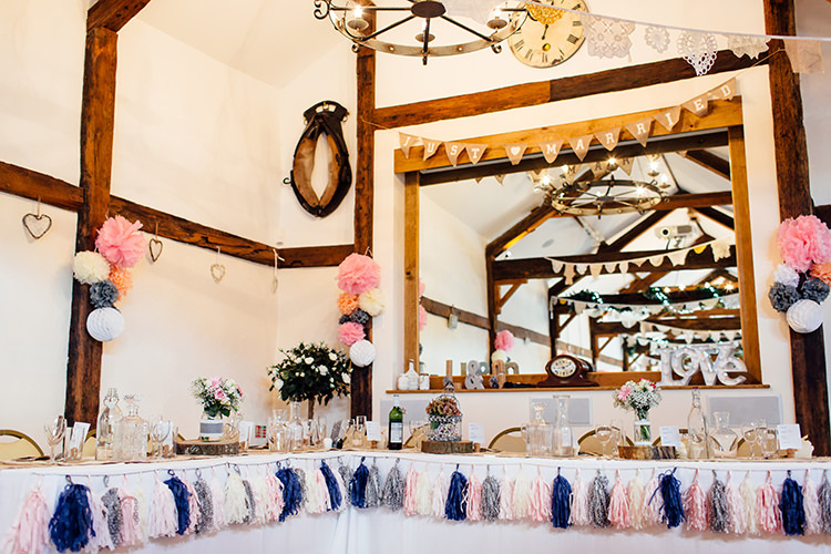 Tassel Garland Top Table Home Made Rustic Eclectic Wedding http://www.frecklephotography.co.uk/