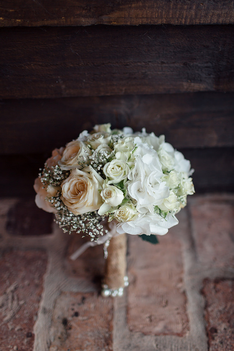 White Bouquet Bride Bridal Flowers Roses Home Made Rustic Eclectic Wedding http://www.frecklephotography.co.uk/