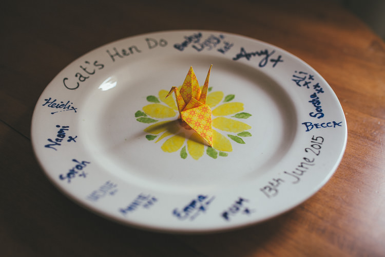 Hen Party Plate Local DIY Yellow Barn Wedding http://www.brettsymesphotography.co.uk/