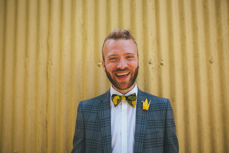 Check Grey Suit Groom Local DIY Yellow Barn Wedding http://www.brettsymesphotography.co.uk/