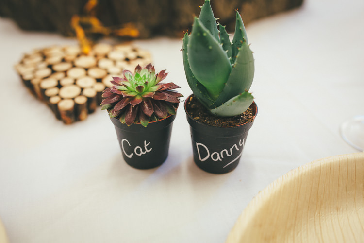 Succulent Blackboard Favours Place Names Local DIY Yellow Barn Wedding http://www.brettsymesphotography.co.uk/