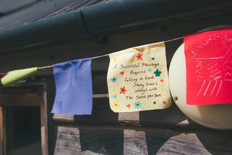 Bunting Words Quotes Local DIY Yellow Barn Wedding http://www.brettsymesphotography.co.uk/
