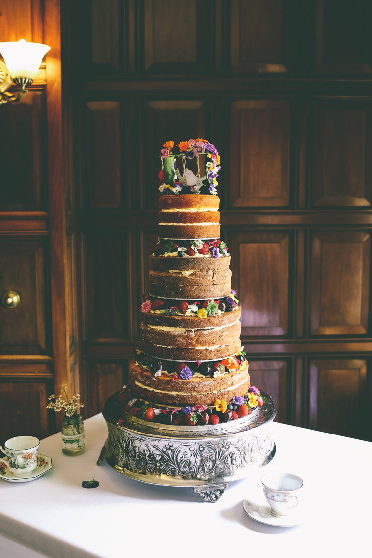 Naked Cake Sponge Layer Tall Fruit Flowers Quirky Vintage Zoo Wedding http://www.emmaboileau.co.uk/