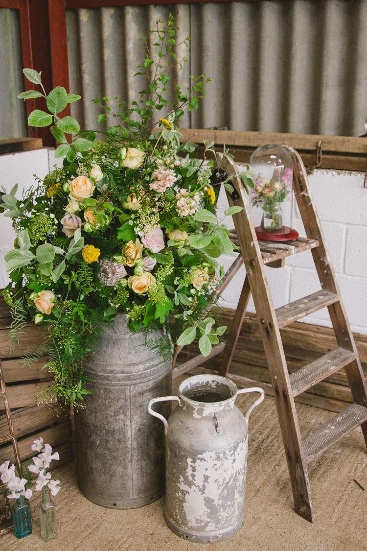 Milk Churn Ladder Flowers Industrial Eco Bloom Wedding Ideas http://www.mywildrose.co.uk/