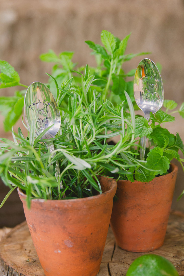 Engraved Spoon Table Seating Plan Chart Herbs Potted Industrial Eco Bloom Wedding Ideas http://www.mywildrose.co.uk/