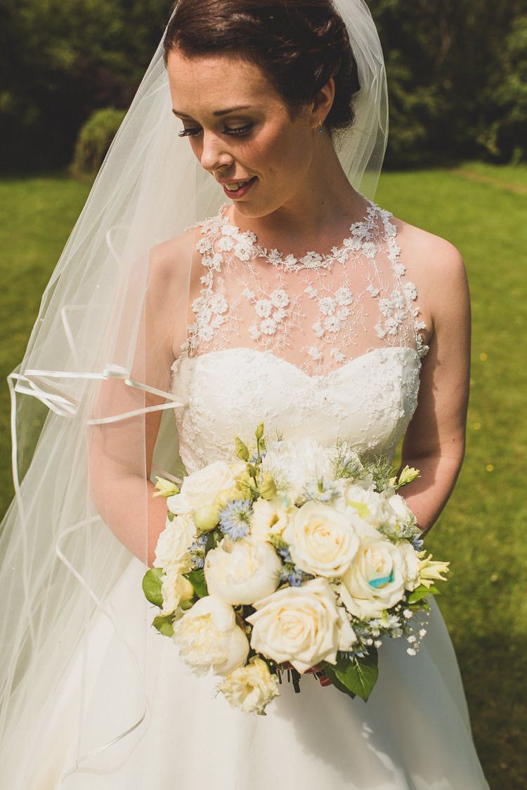 Ellis Bridals Gown Dress Bride Veil Rose Bouquet Cornflower Blue Jade Green Scottish Wedding http://www.mattpenberthy.com/