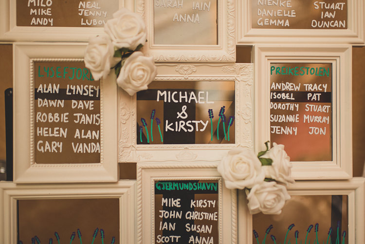 Mirror Seating Frame Table Chart Plan Cornflower Blue Jade Green Scottish Wedding http://www.mattpenberthy.com/