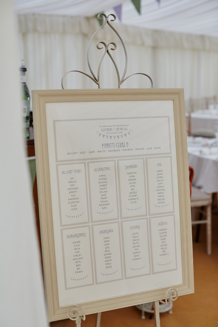 Bunting Stationery Table Seating Plan Chart Country Marquee Wedding https://www.fullerphotographyweddings.co.uk/