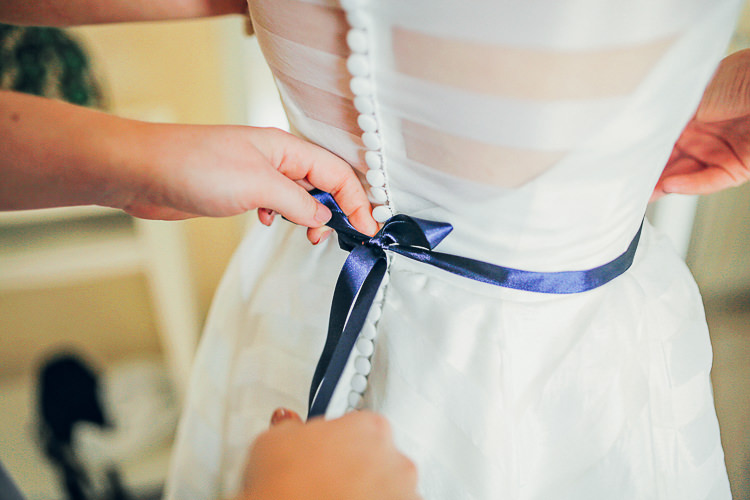 Navy Blue Ribbon Dress Bride Bridal Gown Rustic Treehouse Wedding http://helenrussellphotography.co.uk/