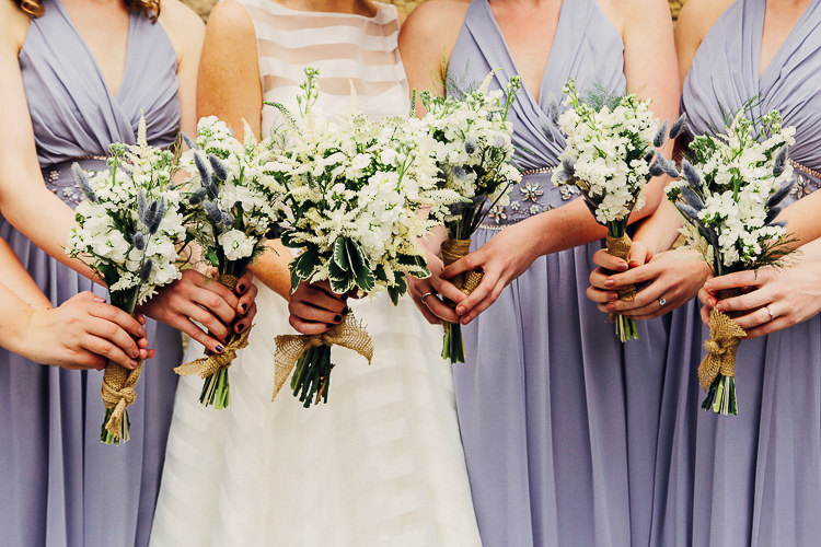 White Bridesmaid Bouquets Rustic Treehouse Wedding http://helenrussellphotography.co.uk/