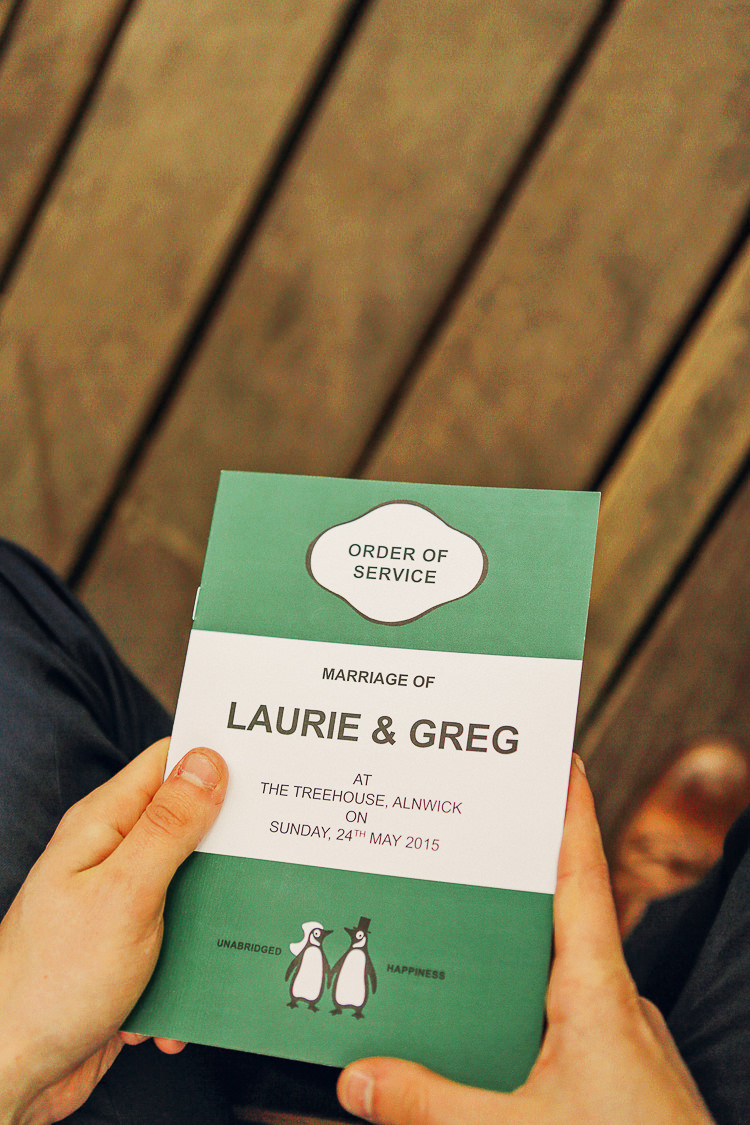 Penguin Book Stationery Rustic Treehouse Wedding http://helenrussellphotography.co.uk/