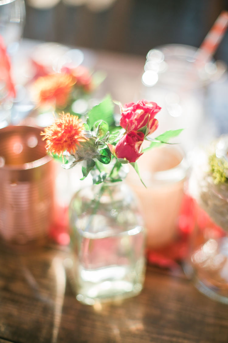 Bottle Flowers Orange Red Flowers Rustic Autumn Halloween Wedding http://www.samrileyphotography.co.uk/